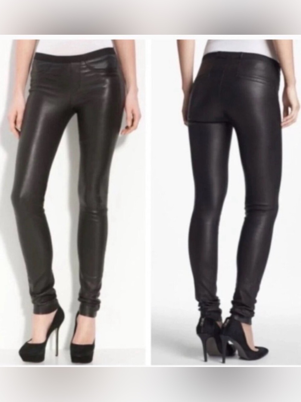 Helmut Lang Black Leather Skinny Leggings
